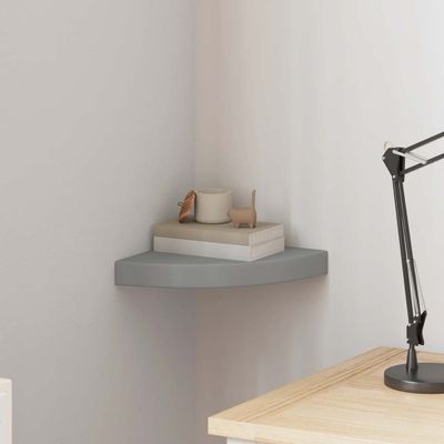 vidaXL Plávajúca rohová polica, sivá 25x25x3,8 cm, MDF