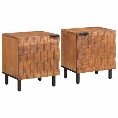 vidaXL Nočný stolík 2 pcs Hnedá 40 x 33 x 46 cm Masívne mango drevo