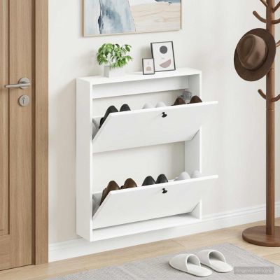 vidaXL Nástenný botník BREDA 71 x 17 x 86 cm Kompozitné drevo Biela