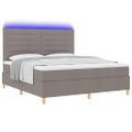 vidaXL LED box s pružinami Sivohnedá 180 x 200 cm látka