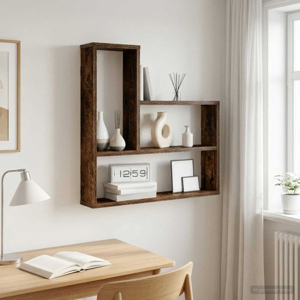 vidaXL Stenná polica Dymový dub 60 x 11 x 60 cm Kompozitné drevo