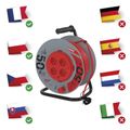 Prodlužovací kabel EMOS P19450P na bubne 50 m / 4 zásuvky / červený / PVC / 230 V / 1,5 mm2