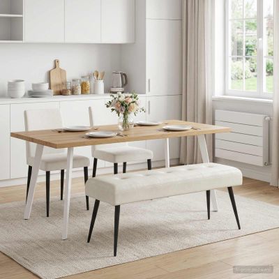 vidaXL Lavica s gombíkovým prešívaním Krémová 110 x 40 x 46 cm Zamat