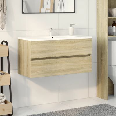 vidaXL Skrinka pod umývadlo, dub sonoma 90x38,5x45cm, kompozitné drevo