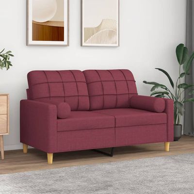 vidaXL 2-miestna pohovka s vankúšmi vínovočervená 120 cm látka