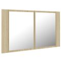 vidaXL LED kúpeľňová zrkadlová skrinka dub sonoma 80x12x45 cm akryl
