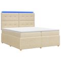 vidaXL LED boxspring posteľ s matracom Krémová 200 x 200 cm Látka