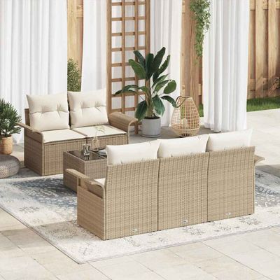 vidaXL Súprava záhradných pohoviek 6 ks 5-Počet miest Béžová a krémová