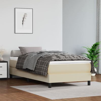 vidaXL Posteľný rám s boxspringom krémový 100x200 cm umelá koža