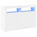 vidaXL Komoda s LED svetlami lesklá biela 115,5x30x75 cm