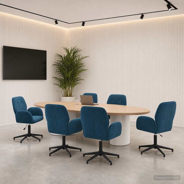 vidaXL Otáčacie stoličky k stolu 6 ks 54 x 55 x 90 cm Modrá Zamat