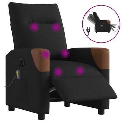 vidaXL Elektrické masážne kreslo čierne látka
