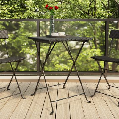 vidaXL Skladací bistro stôl čierny 55x54x71 cm polyratan