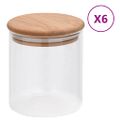 vidaXL Skladovacie sklenené poháre s bambusovými viečkami 6 ks 600 ml