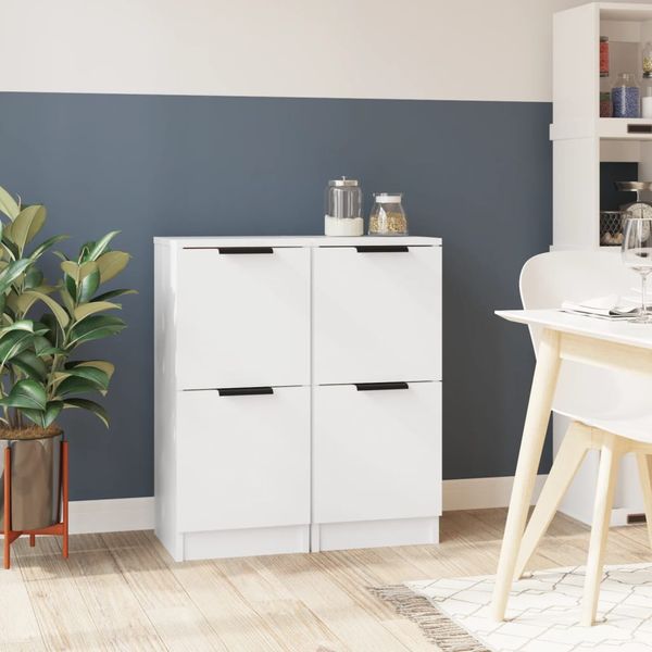 vidaXL Komody 2 ks biele 30x30x70 cm spracované drevo