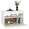 vidaXL Nočný stolík a LED svetlá biely 60x35x40 cm spracované drevo