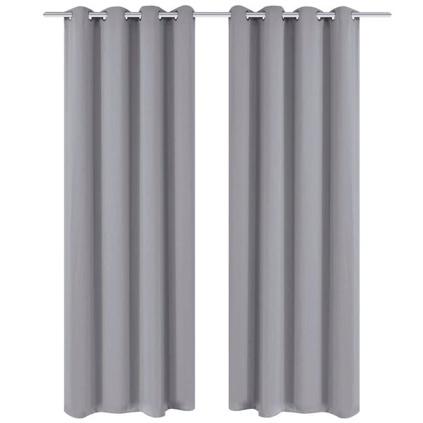 vidaXL Zatemňovací záves s kovovými očkami, 2 ks, 135x175 cm, sivý