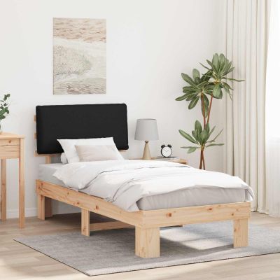 vidaXL Rám postele s čalúneným čelom Čierna 90 x 200 cm