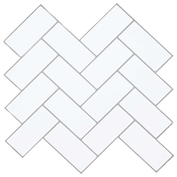 vidaXL Dlaždica herringbone 10 pcs Biela šedá 30 x 30 cm