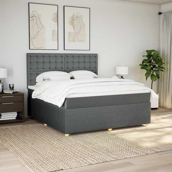 vidaXL Boxspring posteľ s matracom tmavosivá 180x200 cm látka