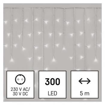 LED vánoční rampouchy, 5 m, venkovní i vnitřní, studená bílá, ovladač, programy, časovač