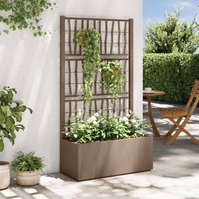 vidaXL Záhradný kvetináč s trellis Hnedá 80 x 36 x 140 cm PP