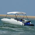 vidaXL Strieška Bimini s 3 oblúkmi, biela 183x180x137 cm