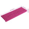 vidaXL Schodové rohože 15 ks 65x21x4 cm ružové s obdĺžnikovým okrajom