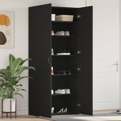 vidaXL Skriňa na topánky Čierna 80 x 35.5 x 180 cm Kompozitné drevo