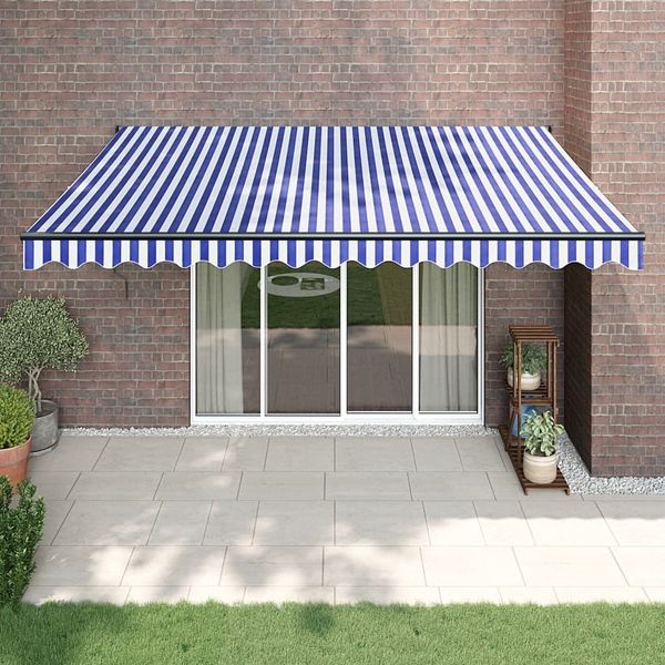vidaXL Automatická zaťahovacia markíza, modrá a biela 4,5x3 m
