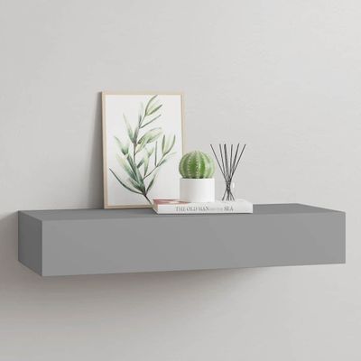 vidaXL Nástenná zásuvková polica sivá 60x23,5x10 cm MDF