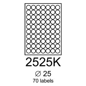 etikety RAYFILM 25mm kruh univerzálne biele R01002525KA (100 list./A4)