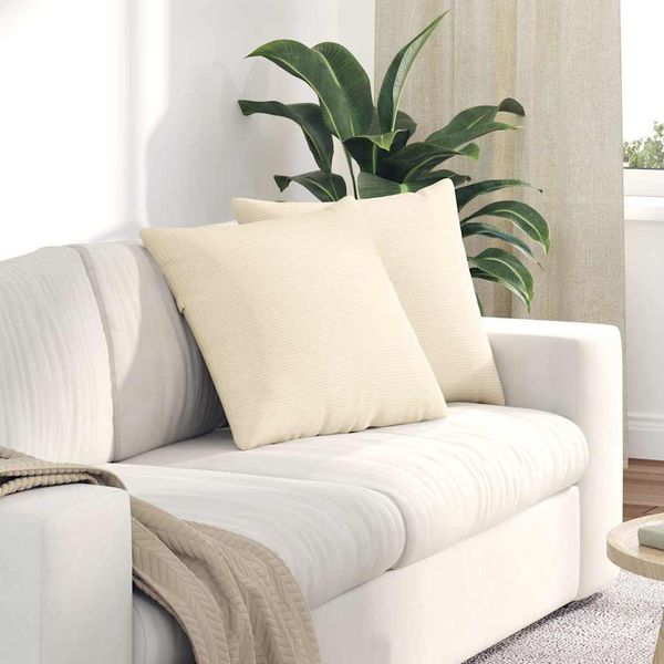 vidaXL Vankúše na pohovku 2 pcs Krémová 50 x 50 cm Kordúrová tkanina
