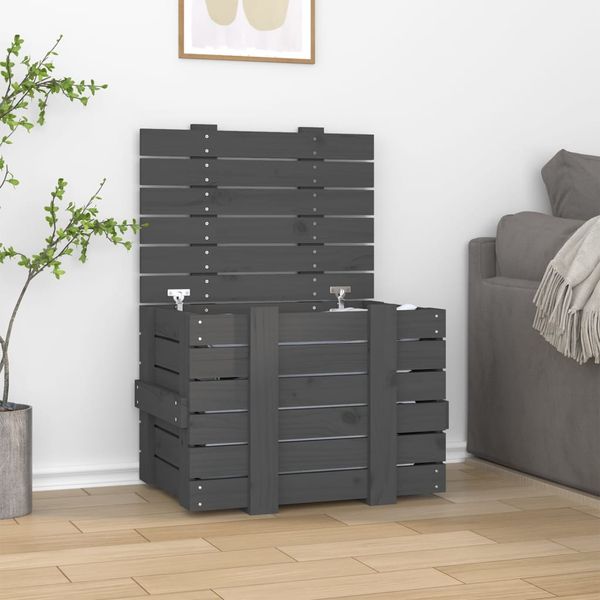 vidaXL Úložný box sivý 58x40,5x42 cm masívna borovica