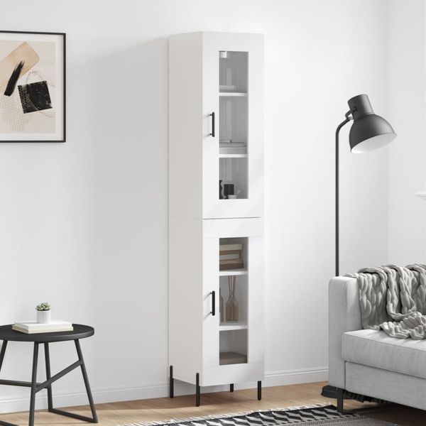 vidaXL Vysoká skrinka biela 34,5x34x180 cm spracované drevo