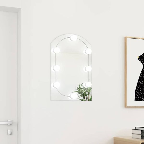 vidaXL Zrkadlo s LED svetlami 60x40 cm sklenené oblúkové
