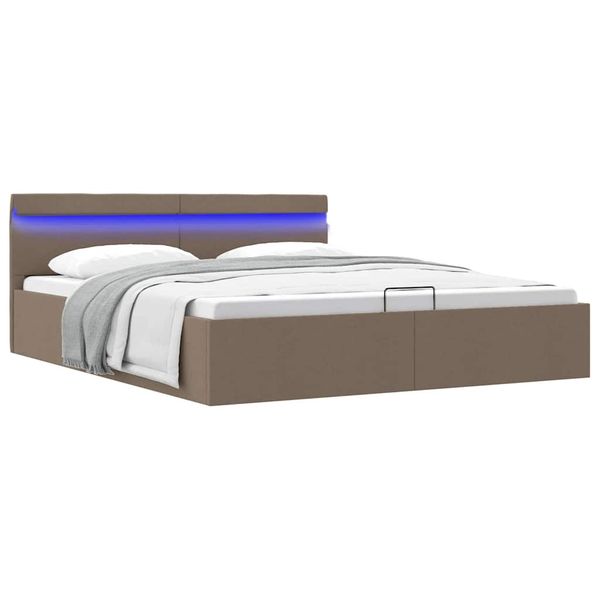 vidaXL Hydraulický posteľný rám+úložný priestor, LED, látka 160x200 cm