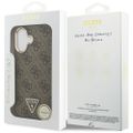 Guess Case Magsafe 4G PU kožené puzdro s trojuholníkovým logom a zlatým kovovým rámom fotoaparátu pre iPhone 17 Čierna