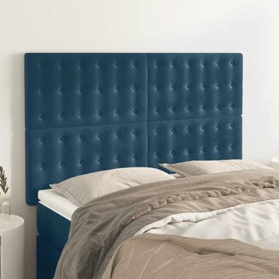 vidaXL Čelo postele tmavomodré 144x5x118/128 cm zamatové