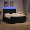 vidaXL LED boxspring posteľ s matracom Čierna 140 x 200 cm Zamat