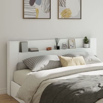 vidaXL Skrinka na čelo postele s LED biela 220x16,5x103,5 cm