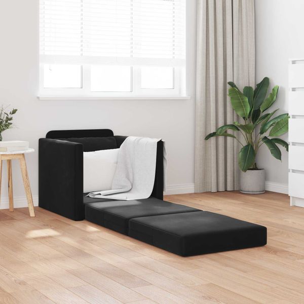 vidaXL Rozkladacia posteľ Čierna 74 x 77 x 81 cm Zamat
