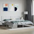 vidaXL Kovový rám postele s čelom biely 200x200 cm
