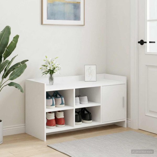 vidaXL Skriňa na topánky Biela 100 x 39,5 x 51 cm Kompozitné drevo
