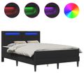vidaXL Rám postele s LED pásikmi Čierna 120 x 200 cm Umelá koža