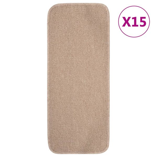 vidaXL Protišmykové nášľapy na schody 15 ks, 60x25cm, béžové, obdĺžnik