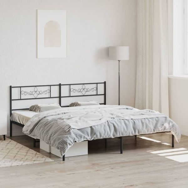 vidaXL Kovový rám postele s čelom čierny 200x200 cm