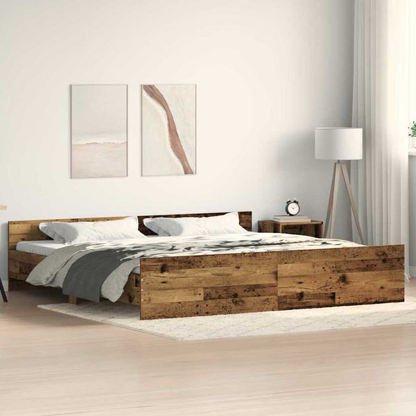 vidaXL Rám postele Staré drevo 203 x 203 x 50 cm Kompozitné drevo