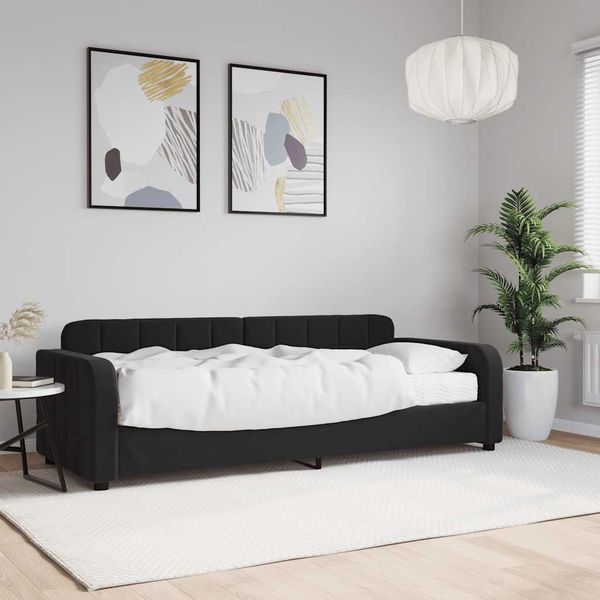 vidaXL Denná posteľ s matracom čierna 80x200 cm zamat