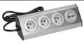 ORNO VIRONE FS-4 Povrchová rohová zásuvka 3x 230V, 2xUSB, 1,5m kábel, nerez